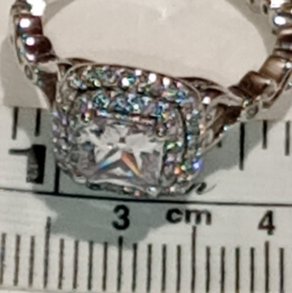 Sterling Silver Engagement And Wedding Band Ring Set/NWOT/Cocktail Ring & Band - Picture 3 of 16